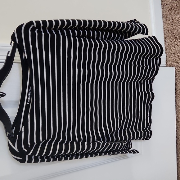 Croft and Barrow boat neck top 3/4 sleeves black and white stripes Small - Picture 1 of 14